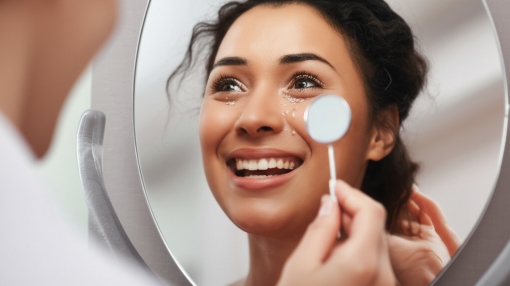 Happy patient seeing their new smile for the first time
